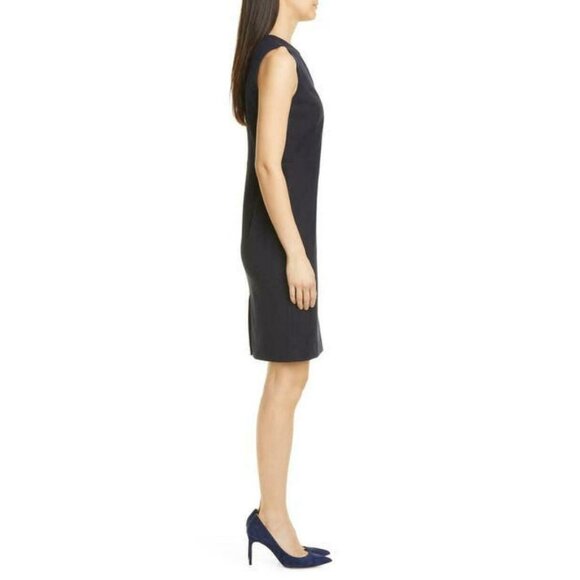 🆕NORDSTROM SIGNATURE Little Black Dress Split Neck Sheath Small - Picture 3 of 13